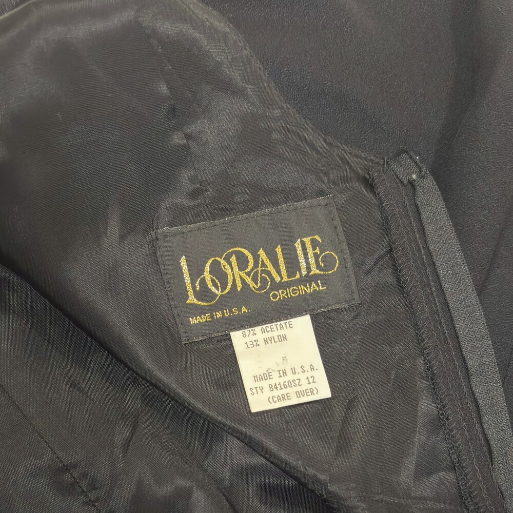 Loralie Black Floral Beaded Cowl Back Floor Length Gown - Vintage Size 10 - Picture 6 of 8